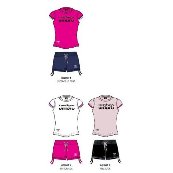 Tute Sportive COMPLETO DONNA COTONE T-SHIRT M/C BICOLOR E PANTALONCINO UMBRO 22016