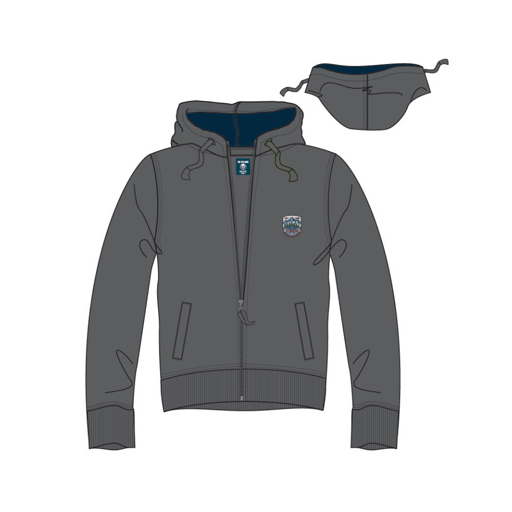 MAN SWEATSHIRT WITH FULL ZIP AND HOOD IN MIXED COTTON BE BOARD 9043